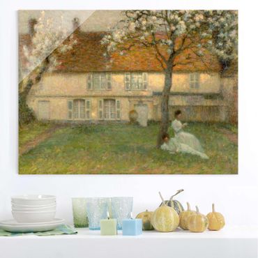 Glasschilderijen Henri Le Sidaner - Flowering Trees In Gerberoy