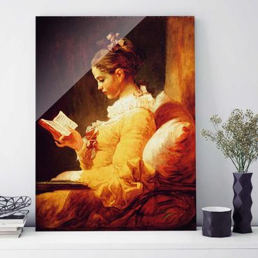 Glasschilderijen Jean Honoré Fragonard - Young Girl Reading