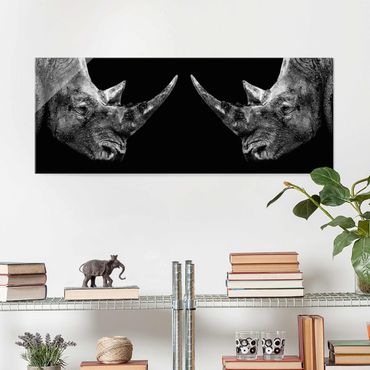 Glasschilderijen Rhino Duel