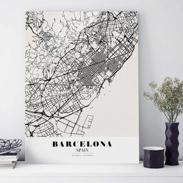 Glasschilderijen Barcelona City Map - Classic