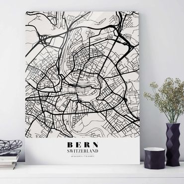Glasschilderijen Bern City Map - Classical