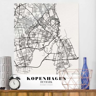 Glasschilderijen Copenhagen City Map - Classic