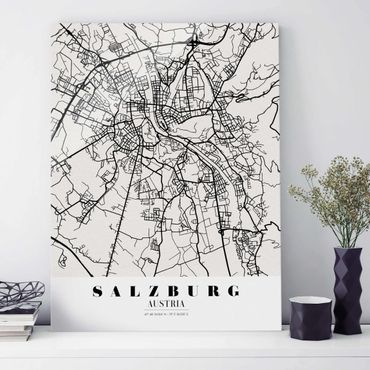 Glasschilderijen Salzburg City Map - Classic