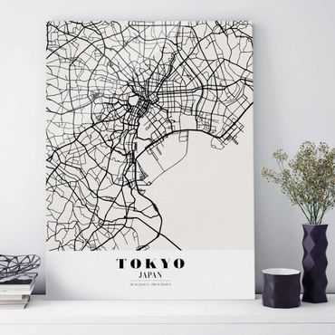 Glasschilderijen Tokyo City Map - Classic