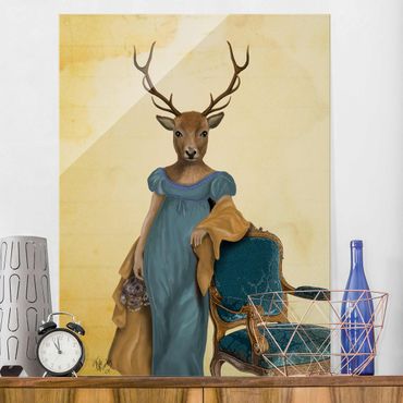 Glasschilderijen Animal Portrait - Deer Lady