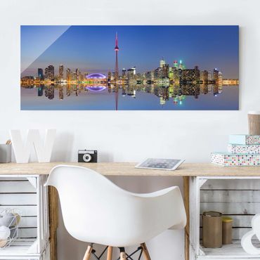Glasschilderijen Toronto City Skyline Before Lake Ontario