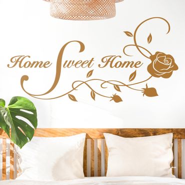 Muurstickers Home Sweet Home with Rose Tendril