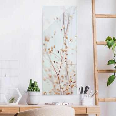 Glasschilderijen Pastel Buds On Wild Flower Twig