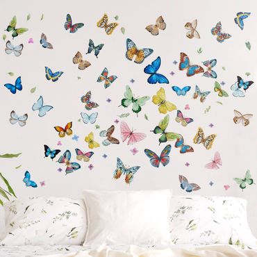 Muurstickers Butterflies Watercolor XXL Set