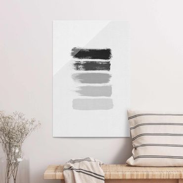 Glasschilderijen Stripes in Black And Grey