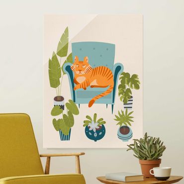 Glasschilderijen Domestic Mini Tiger Illustration
