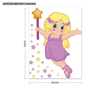 Muurstickers Little Magical Fairy With Stars Set