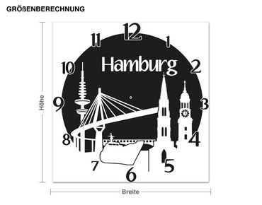 Muurstickers Hamburg clock