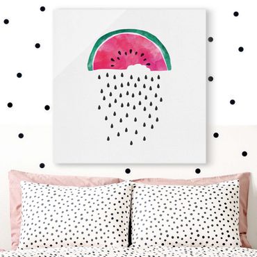 Glasschilderijen Watermelon Rain