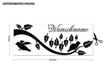 Muurstickers Branch With Birds With Customised Name