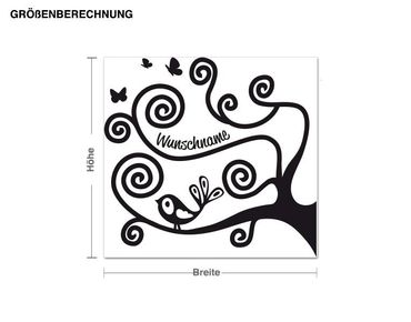 Muurstickers Swirly Branch with Customised Name