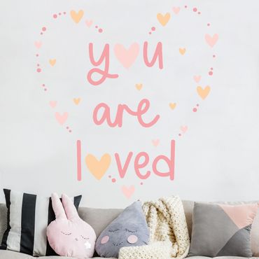 Muurstickers You Are Loved Heart Light Pink