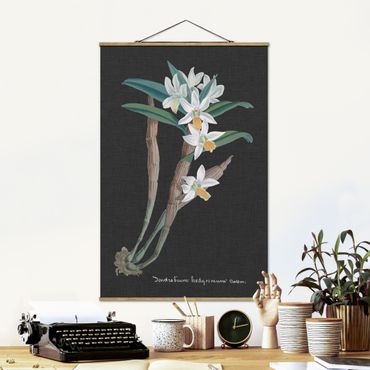 Stoffen schilderij met posterlijst White Orchid On Linen I