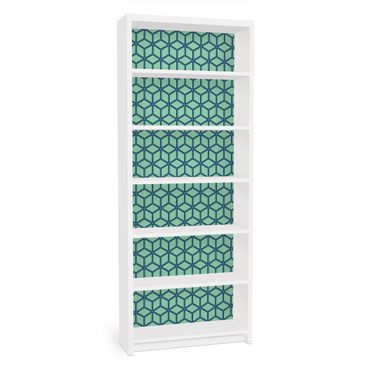 Meubelfolie IKEA Billy Boekenkast Cube pattern Green