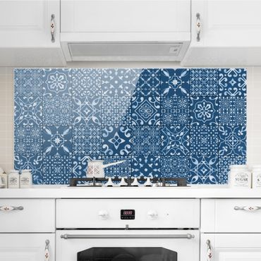 Spatscherm keuken Pattern Tiles Navy White