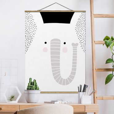 Stoffen schilderij met posterlijst Zoo With Patterns - Elephant