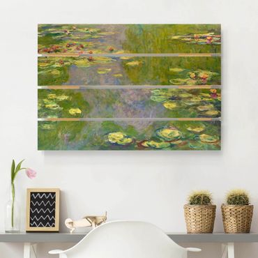 Houten schilderijen op plank Claude Monet - Green Waterlilies