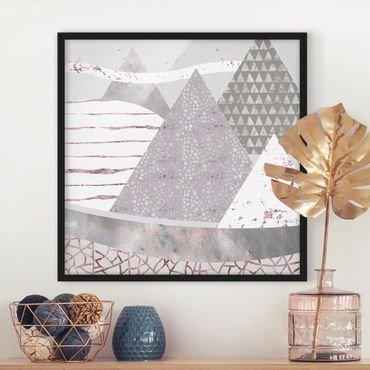 Ingelijste posters Abstract Mountain Landscape Pastel Pattern