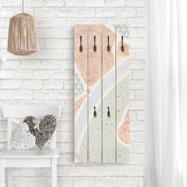 Wandkapstokken houten pallet Abstract Seascape Pastel Pattern