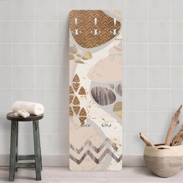 Wandkapstokken houten paneel Abstract Quarry Pastel Pattern