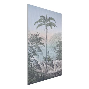 Aluminium Dibond schilderijen Vintage Illustration - Landscape With Palm Tree