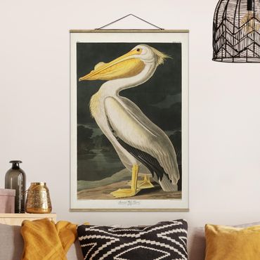 Stoffen schilderij met posterlijst Vintage Board White Pelican