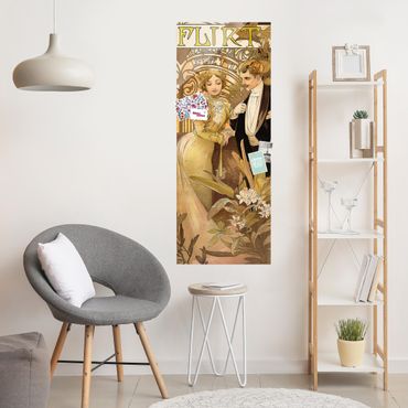 Glasschilderijen Alfons Mucha - Advertising Poster For Flirt Biscuits