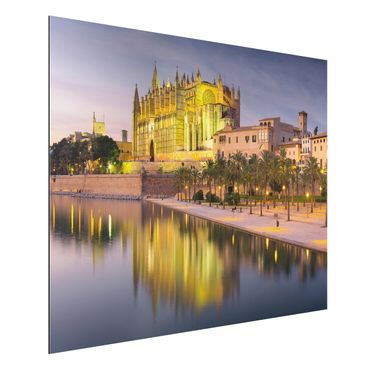 Aluminium Dibond schilderijen Catedral De Mallorca Water Reflection