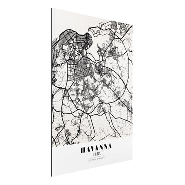 Aluminium Dibond schilderijen Havana City Map - Classic