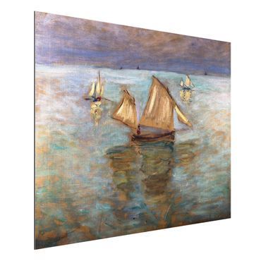 Aluminium Dibond schilderijen Claude Monet - Fishing Boats Near Pourville