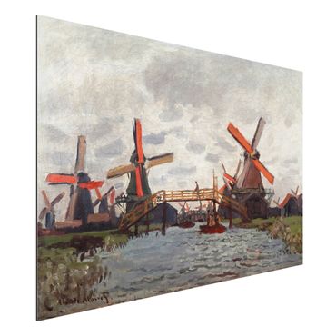 Aluminium Dibond schilderijen Claude Monet - Windmills in Westzijderveld near Zaandam