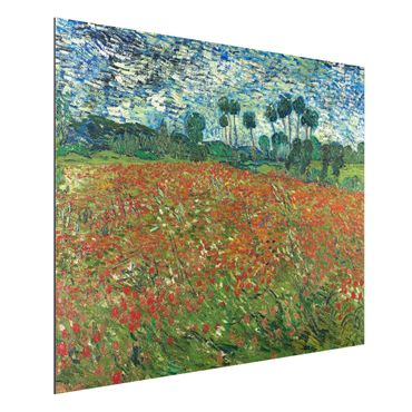 Aluminium Dibond schilderijen Vincent Van Gogh - Poppy Field