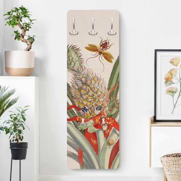 Wandkapstokken houten paneel Anna Maria Sibylla Merian - Pineapple With Insects