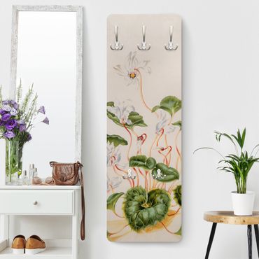 Wandkapstokken houten paneel Anna Maria Sibylla Merian - White Violets
