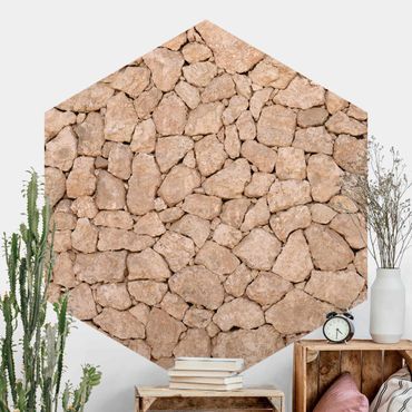Hexagon Behang Apulia Stonewall - Ancient Stone Wall Of Large Stones
