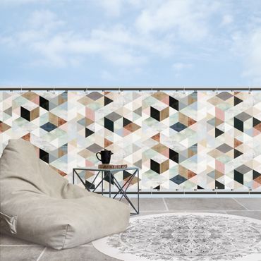 Privacyscherm voor balkon - Watercolour Mosaic With Triangles I