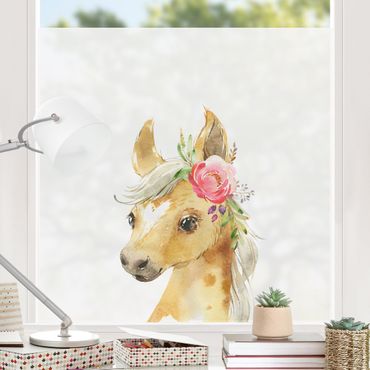 Raamfolie - Watercolour - Horse gaze