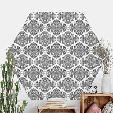 Hexagon Behang Watercolour Baroque Pattern With Ornaments In Gray