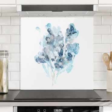 Spatscherm keuken Watercolour Bouquet With Blue Shades