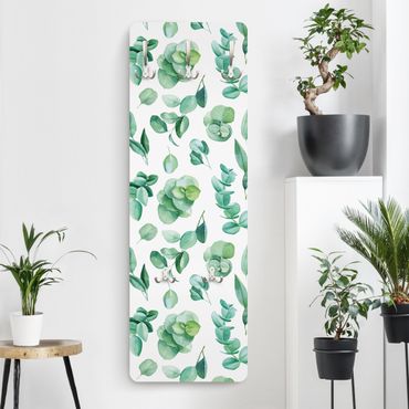 Wandkapstokken houten paneel Watercolour Eucalyptus Branch And Leaves Pattern