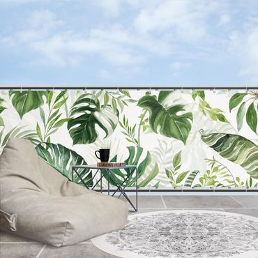 Privacyscherm voor balkon - Watercolour Tropical Leaves and Tendrils II