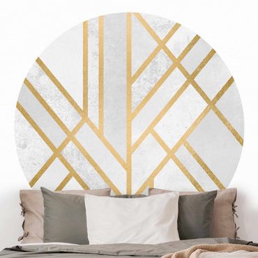 Behangcirkel Art Deco Geometry White Gold
