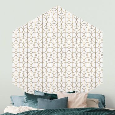 Hexagon Behang Art Deco Butterfly Line Pattern XXL