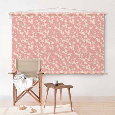 Wandtapijt - Asian Cherry Blossom Pattern In Light Pink