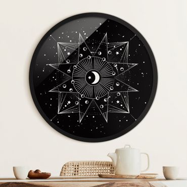 Rond schilderijen Astrologia luna e magia in nero